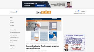 
                            11. Loan distributor Andromeda acquires Apnapaisa.com - Livemint