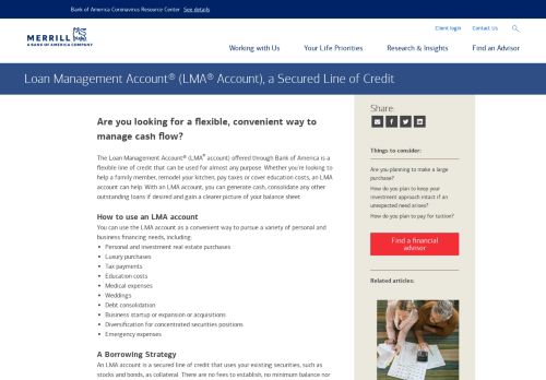 
                            3. Loan Management Account (LMA) Solutions from Merrill Lynch