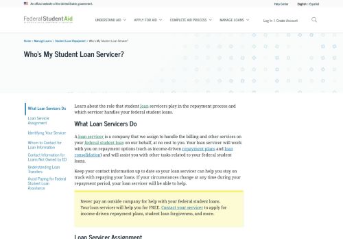 
                            7. Loan Servicers | Federal Student Aid