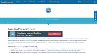 
                            3. LoanTap : Apply Short-Term Personal Loan Online - BankBazaar