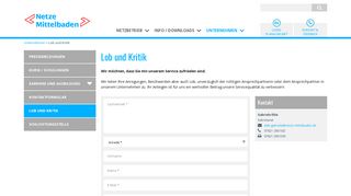 
                            11. Lob und Kritik | Netze Mittelbaden GmbH & Co. KG