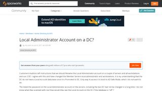 
                            4. Local Administrator Account on a DC? - Spiceworks Community