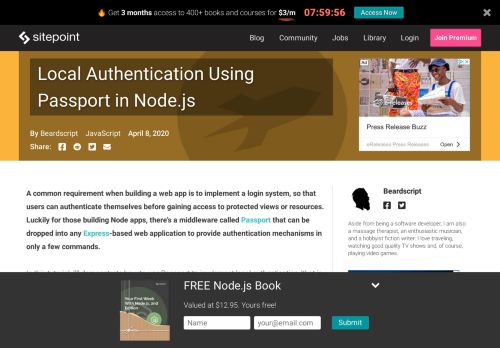 
                            13. Local Authentication Using Passport in Node.js - SitePoint