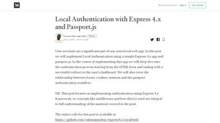 
                            3. Local Authentication with Express 4.x and Passport.js - Medium