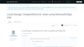 
                            11. Local storage: 'Unspecified error' when using Microsoft Edge V40 ...