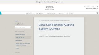 
                            2. Local Unit Financial Auditing System (LUFAS) - LDS.org
