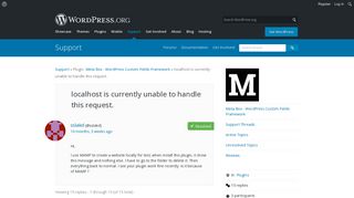 
                            1. localhost is currently unable to handle this request. | WordPress.org