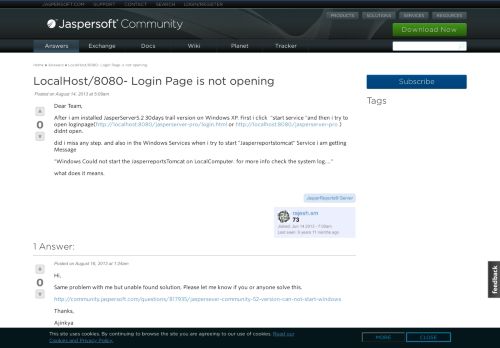 
                            1. LocalHost/8080- Login Page is not opening | Jaspersoft Community