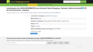 
                            8. Localizações de LOGIN INFORMÁTICA em Salvador Norte Shopping ...