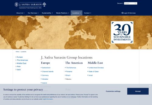 
                            12. Locations - J. Safra Sarasin Group