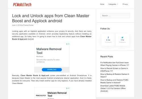 
                            12. Lock and Unlock apps from Clean Master Boost & AppLock android.