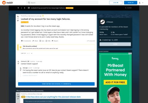 
                            13. Locked of my account for too many login failures. : Steam - Reddit