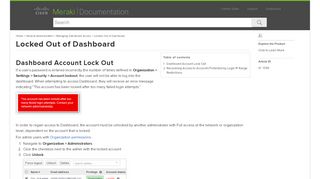 
                            13. Locked Out of Dashboard - Cisco Meraki