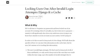 
                            10. Locking Users Out After Invalid Login Attempts: Django & a Cache