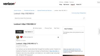 
                            3. Lockout - http://192.168.1.1/ - Verizon Fios Community - Verizon ...