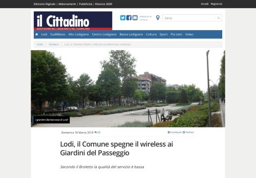 
                            5. Lodi, il Comune spegne il wireless ai Giardini del Passeggio ...