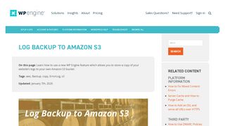 
                            11. Log Backup to Amazon S3 | WP Engine®