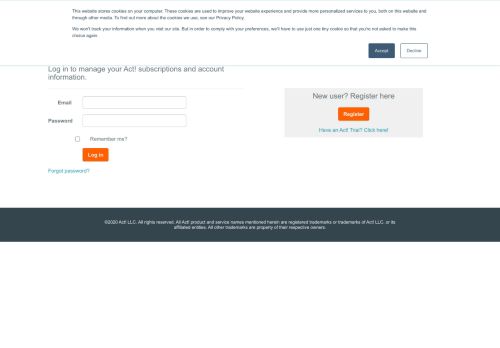 
                            2. Log in - Act! ECommerce Portal