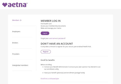 
                            6. Log In - Aetna international