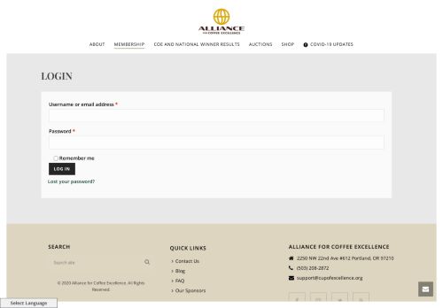 
                            10. Log In - Alliance For Coffee Excellence