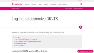 
                            2. Log in and customize DIGITS | T-Mobile Support