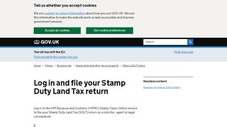 
                            1. Log in and file your Stamp Duty Land Tax return - GOV.UK