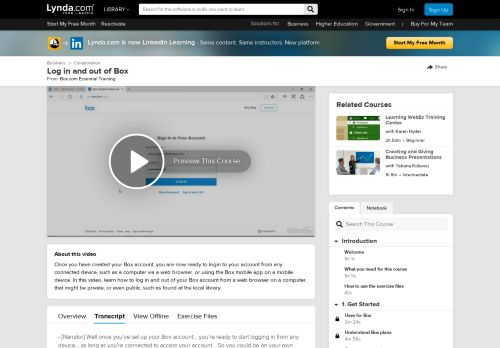 
                            10. Log in and out of Box - Lynda.com