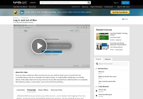 
                            9. Log in and out of Box - Lynda.com