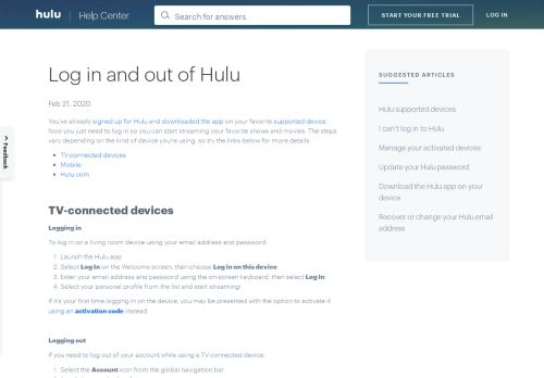 
                            12. Log in and out of Hulu - Hulu Help