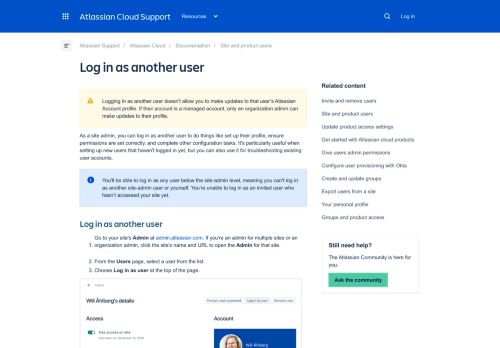 
                            3. Log in as another user - Atlassian Documentation