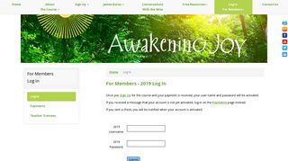 
                            6. Log In - Awakening Joy