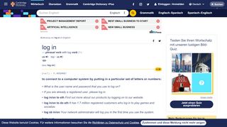 
                            13. LOG IN | Bedeutung im Cambridge Englisch Wörterbuch