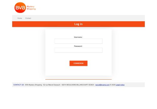 
                            2. Log in - BMS - BVA Mystery Shopping - recruitment Mystery client