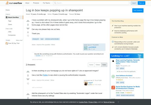 
                            4. Log in box keeps popping up in sharepoint - Stack Overflow