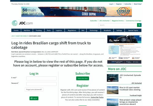 
                            10. Log-In Brazil: Log-In rides Brazilian cargo shift from truck to cabotage