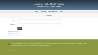 
                            11. Log In - Center for Public Health Practice