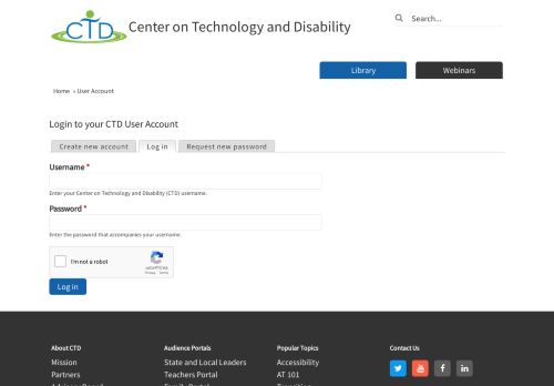 
                            9. Log in | Center on Technology and Disability (CTD)