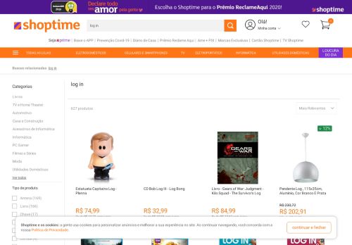 
                            6. Log In com Preços Incríveis no Shoptime