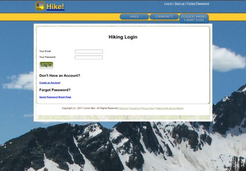 
                            5. Log In - Come Hike