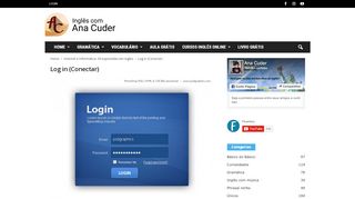 
                            1. Log in (Conectar) - Inglês com Ana Cuder