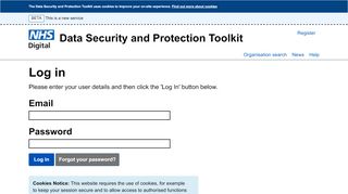 
                            10. Log In - Data Security and Protection Toolkit