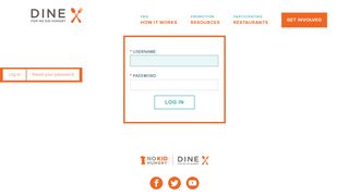 
                            11. Log in | Dine Out for No Kid Hungry