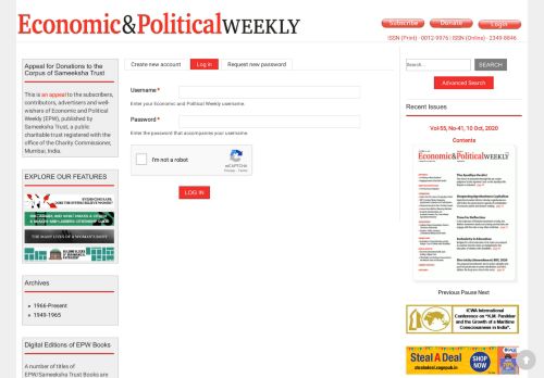 
                            1. Log in | Economic and Political Weekly