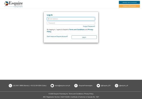 
                            10. Log In - Esquire Financing Inc.