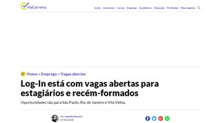 
                            11. Log-In está com vagas abertas para estagiários e recém-formados