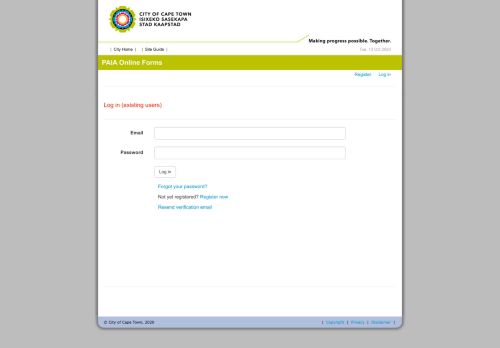 
                            2. Log in (existing users) - City of Cape Town