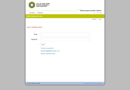 
                            6. Log in (existing users) - City of Cape Town