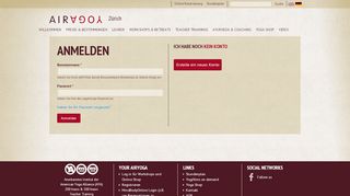 
                            2. Log in für Workshops und Online Shop - AIRYOGA Zürich