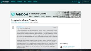 
                            1. Log-in in doesn't work | Community Central | FANDOM powered by Wikia