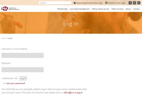 
                            7. Log In - Institute of Money Advisers